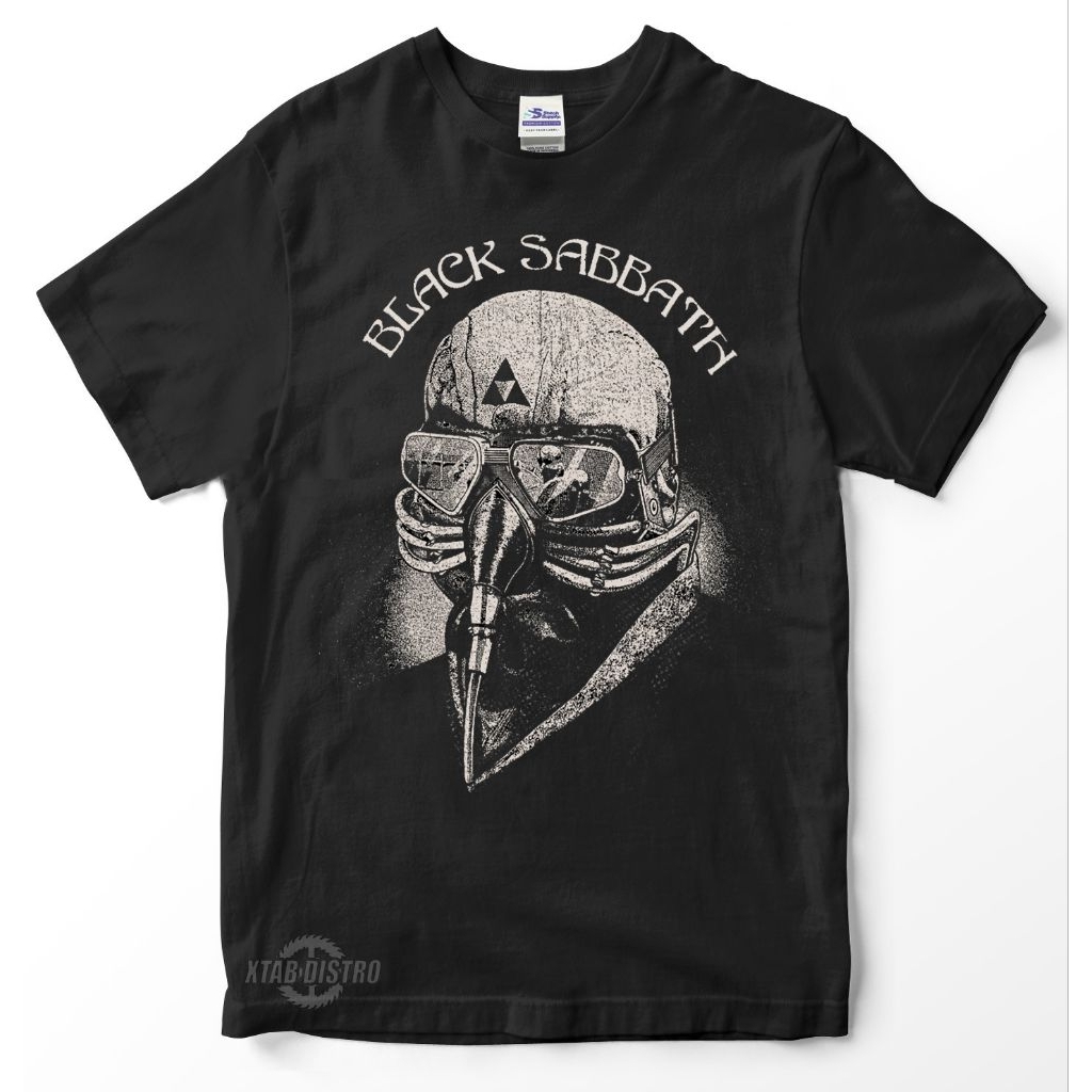 BLACK SABBATH เสื้อยืดหน้ากากเหล็ก heavy metal rock ในตัว plastisol xtab distro