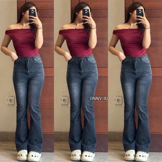 Celana Jeans Cutbray Wanita Jeans Highwaits Cutbray Stretch Premium Kekinian Celana Wanita