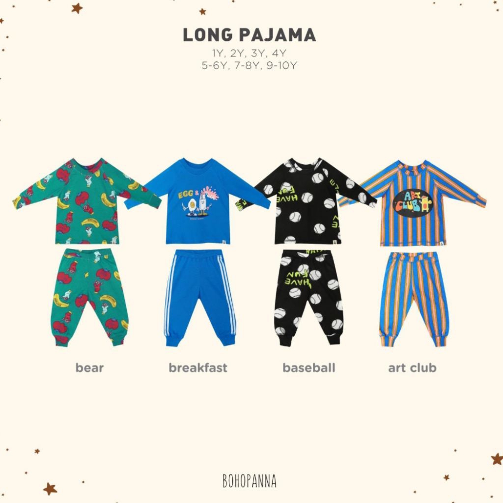 BOHOPNA LONG PAJAMA ART CLUB ขนาด 3Y 4Y