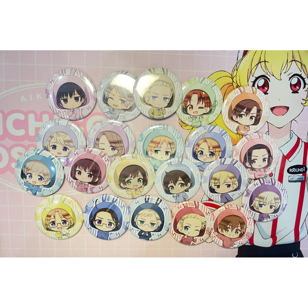 กระต่าย Hetalia Ver ตัวอักษร badge pin World Stars ญี่ปุ่น prussia manyo russia france america uk it