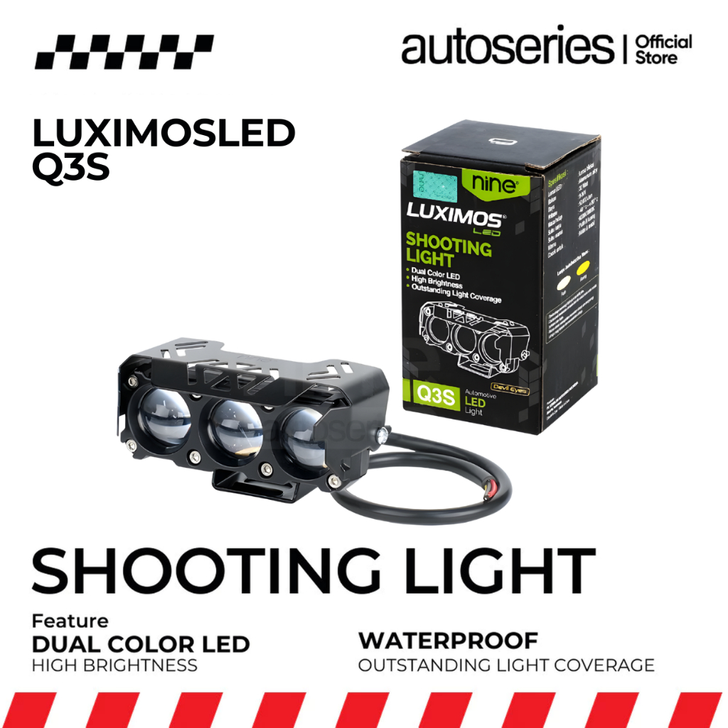 MATA LUXIMOS SQL 3-Eye 60W รถจักรยานยนต์ LED เลเซอร์ Super Bright สีขาวสีเหลือง Dusk กันฝน Q3S