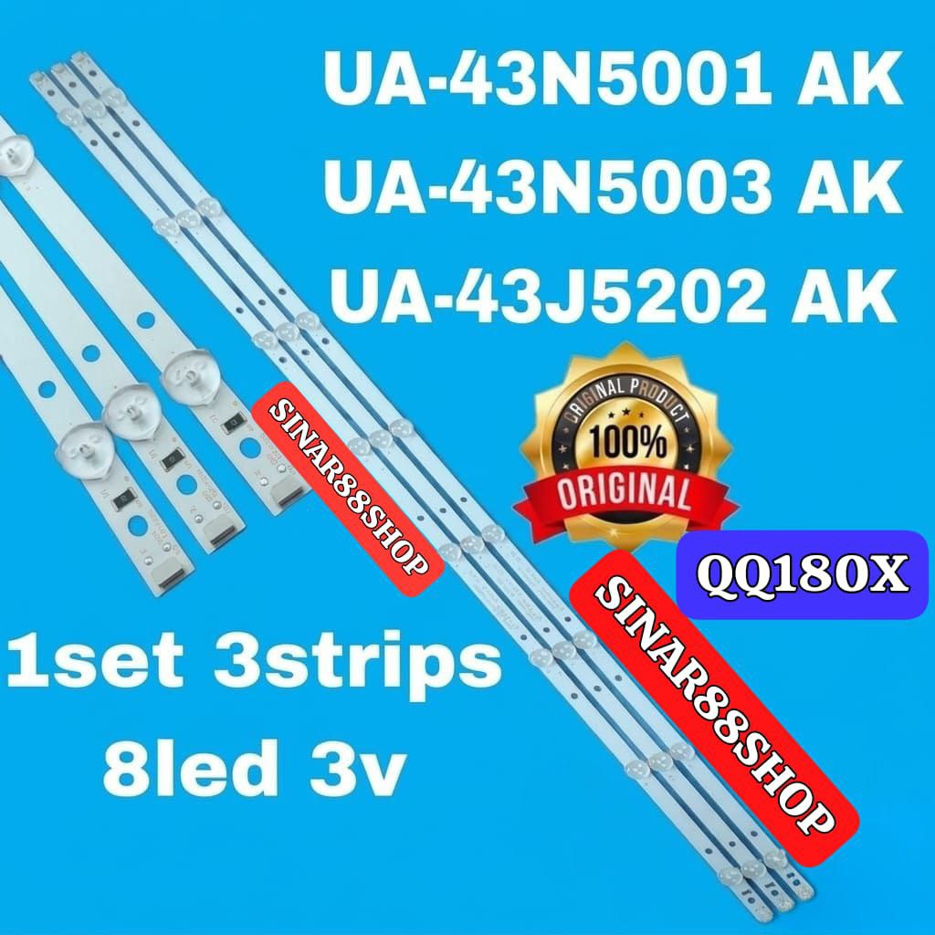 QQ180X BACKLIGHT TV LED SAMSUNG 43 INC UA 43N5001 43N5003 43J5202 AK LAMPU BL 43N 43J 8K 8 ปุ่ม 8LED