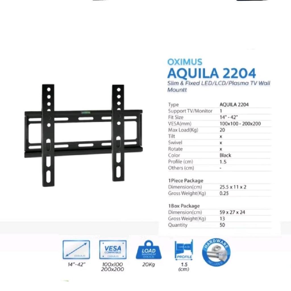 OXIMUS AQUILA 2204 WALL MOUNT FIXED LED LCD MONITOR TV BRACKET 14"-42" - 2204 TC