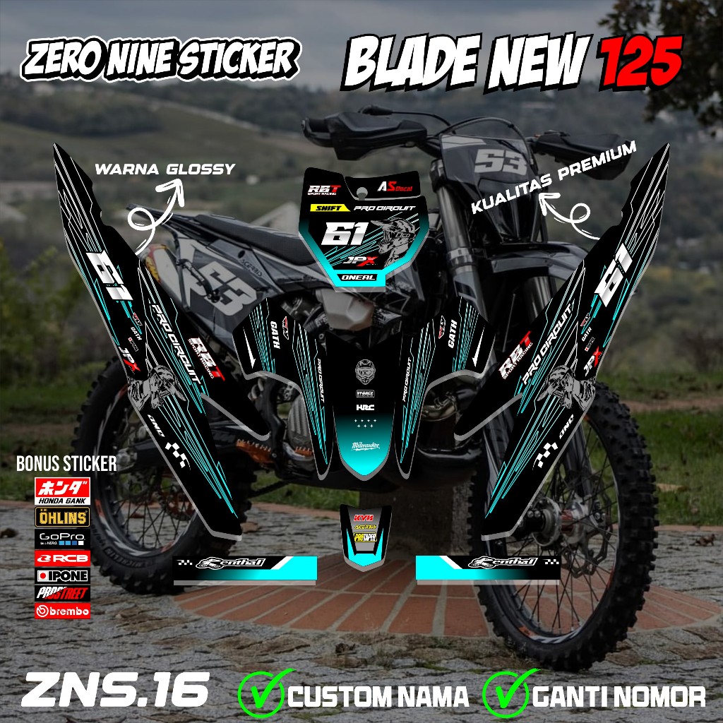 สติ๊กเกอร์ RBT BLADE ใหม่ 125 มอเตอร์แบบกําหนดเอง RBT BEBEK MODIF YZ CRF KLX KX KTM RBT DESIGN ZNS.1