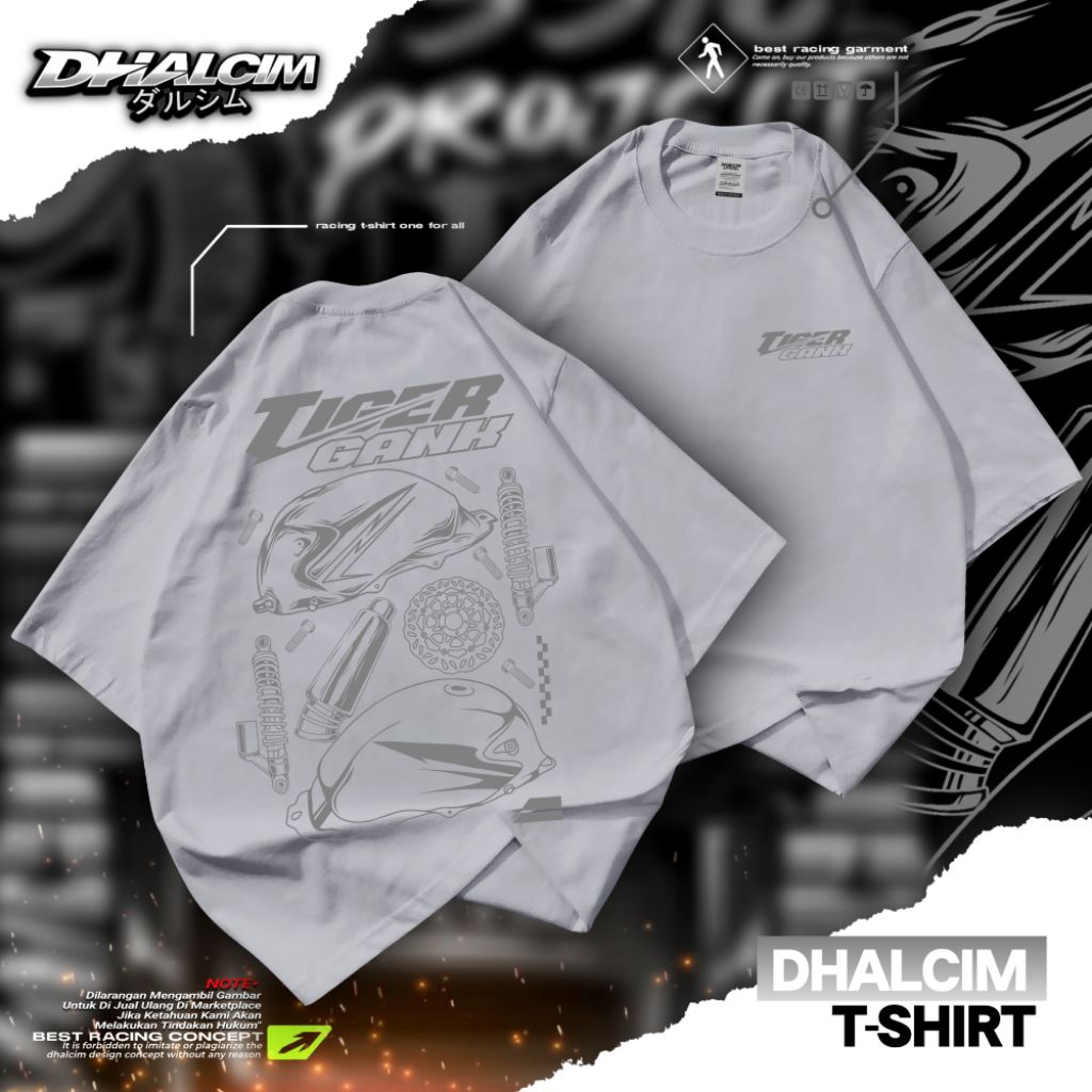 เสื้อยืด TIGER GANK DISTRO GREY FUL COTTON 24S, เสื้อยืด TIGER GANK RACING, เสื้อยืด TIGER RACING, T