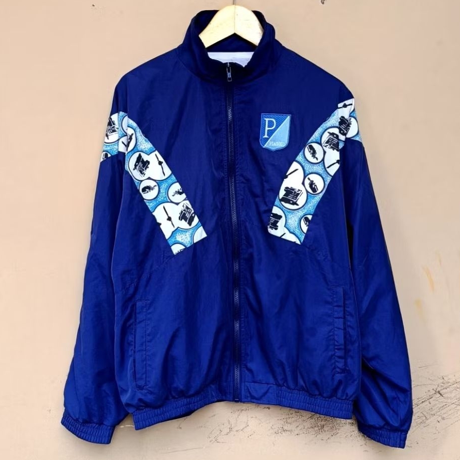 เสื้อแจ็คเก็ตเสื้อกันลม mail vespa piaggio patch custom vintage royal blue