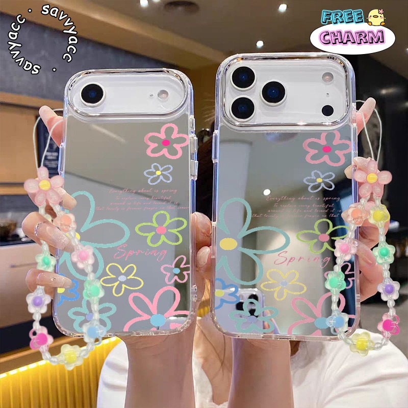 ฟรี CHARM + MIRROR HEBE CASE SPRING DAY RAINBOW สําหรับ OPPO A3X A5 2025 A5X A6 A6X A9 A15 A16 A17 A