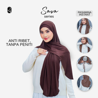 Saar Label - Pashmina Instant Oval dengan inner dagu tali ( Sava Series) | Anti ribet tanpa peniti