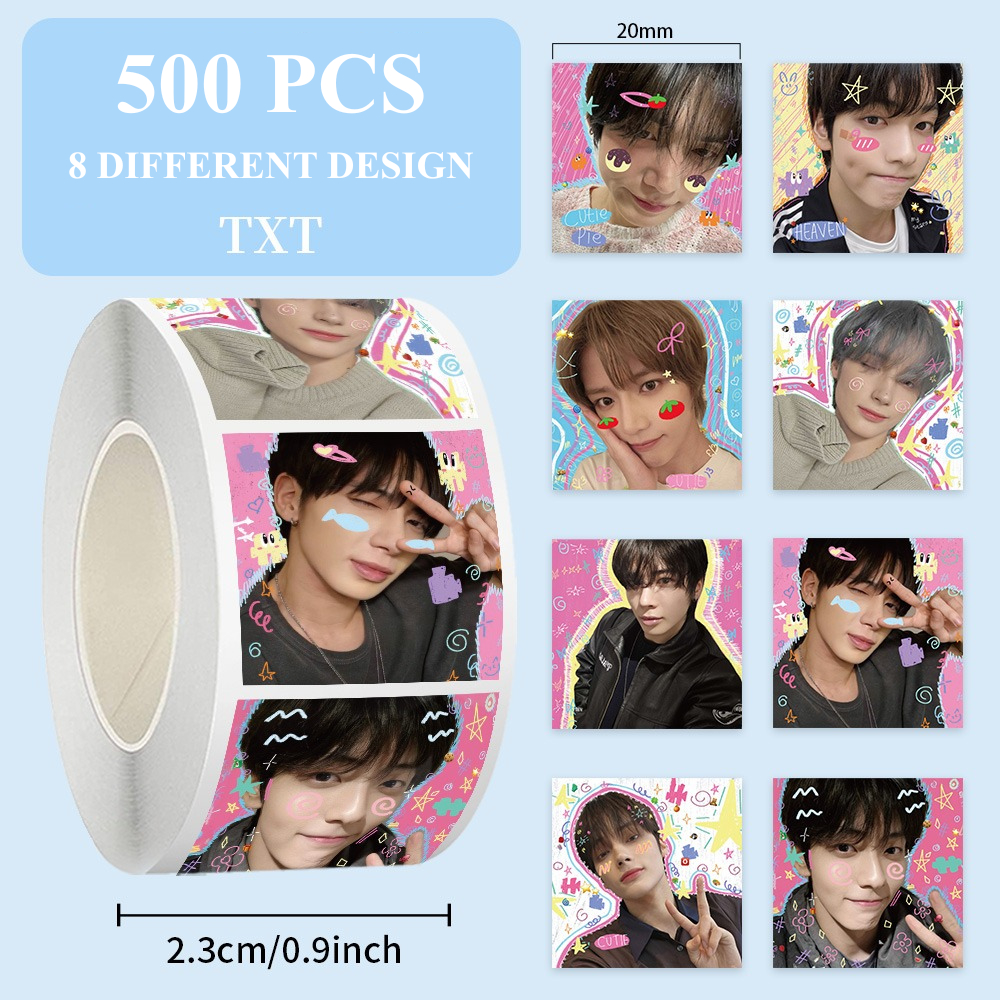 กระดาษม้วน TXT KPOP STICKER 500 แผ่น ของแถมเกาหลี