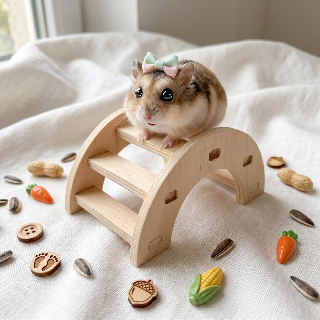 โค้ง HAMSTER EMBATAN WOODEN HAMSTER ของเล่น