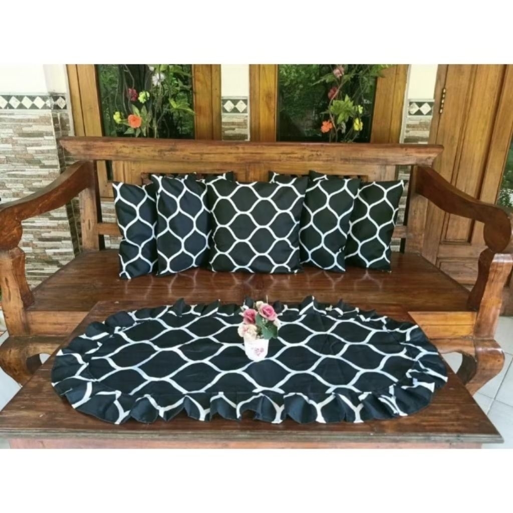 END OF YEAR TRIANGLE/ROUND SOFA SET สําหรับ LIVING ROOM 5 SOFA CUSHION COVERS 1 TABLECLOTH MANY CHOI