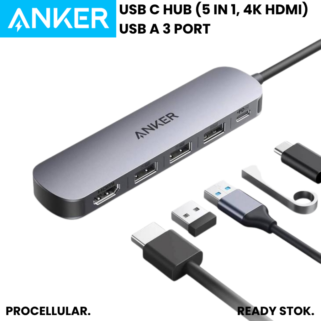 Anker USB - C Hub 5 in 1 พร้อมพอร์ต HDMI 4K USB A 3.0 90W