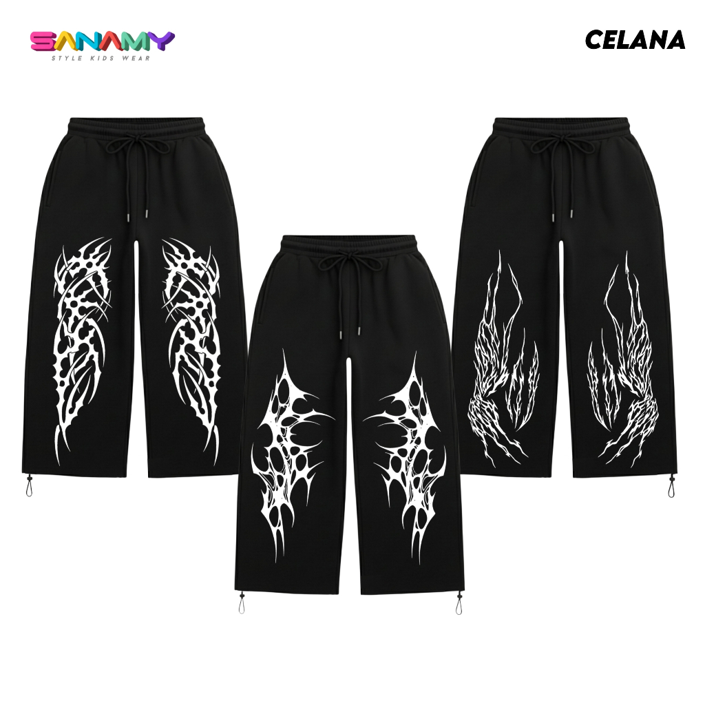 Sanamy Boys Baggy Baggy Pants อายุ 9-12 ปี วัสดุผ้าฟลีซสีดํา CSKA-007