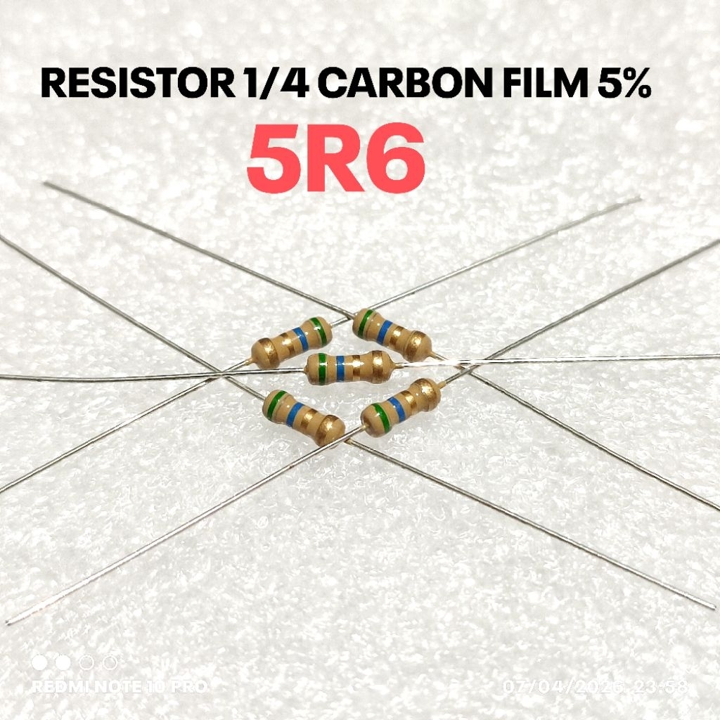 (10 ชิ้น) 1/4W 1/4WATT 5R6 5.6R 5.6 OHM CF 5% ROHS RESISTOR
