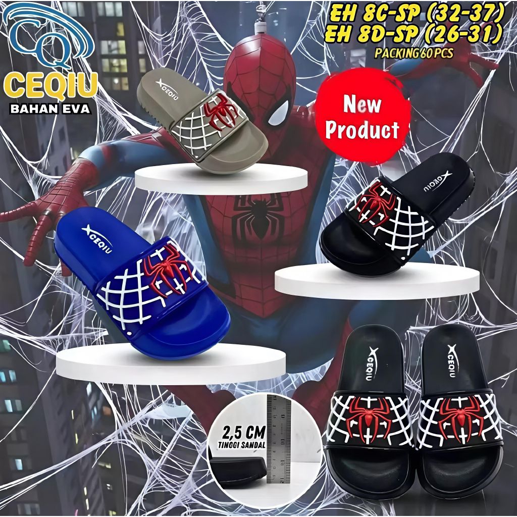 DULUX CQ - รองเท้าแตะสไลด์สําหรับเด็ก รองเท้าแตะแบบสวมตัวละคร Spider-Man (26-37)