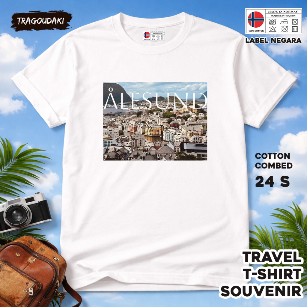 NORWAY เสื้อยืดของที่ระลึก NORWAY 39 Tag ของที่ระลึกเสื้อผ้าทําจากผ้าฝ้ายหวี 24 วินาที