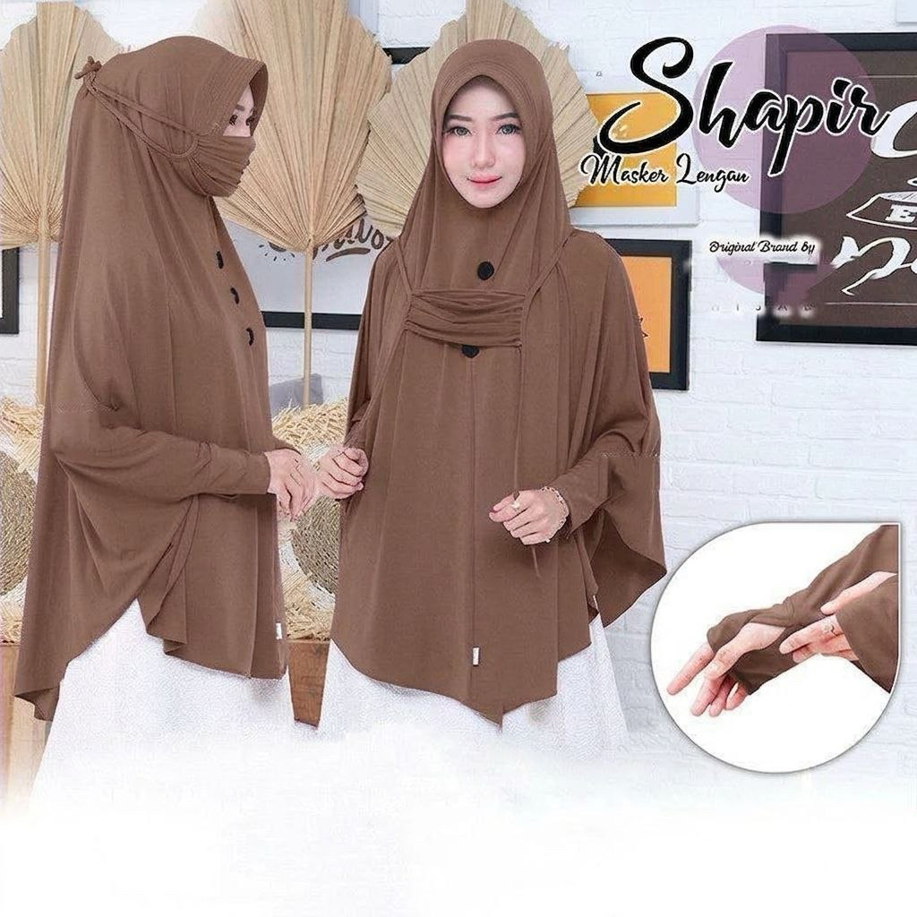 Shapir Long Sleeve Hijab Free Mask ล่าสุดอินเทรนด์แขน Hijab Jumbo Syri Hijab มุสลิมแฟชั่นผู้หญิง