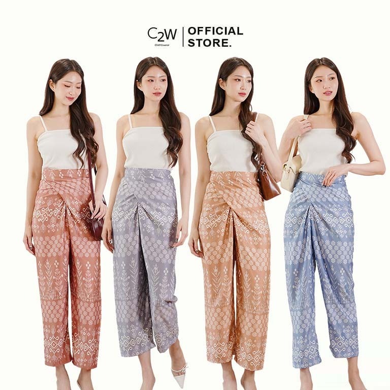 C2W Clothtowear Womens Batik Wrap Pants All Size Satin Womens Pants 661-CLC