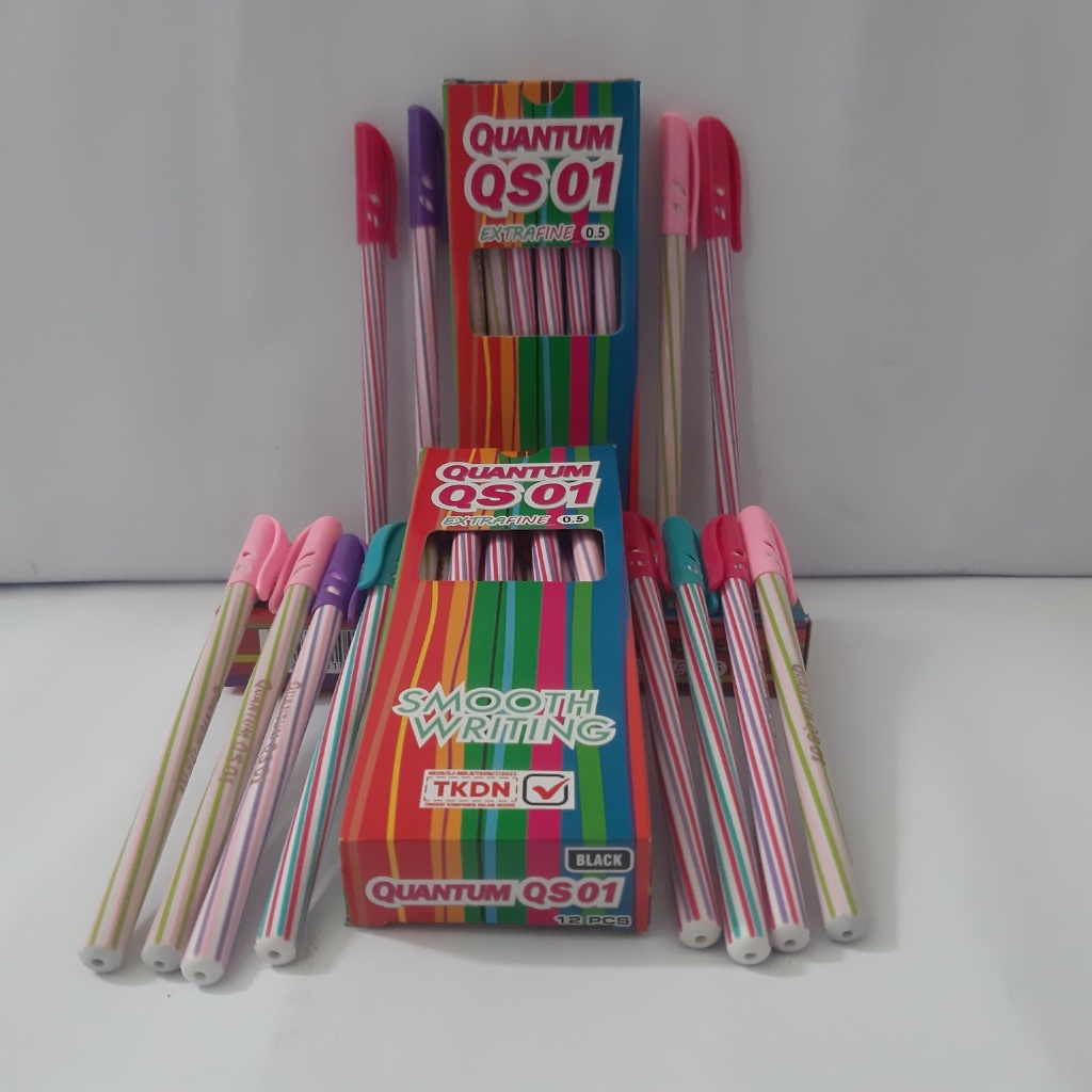 Quantum QS 01 Extrafine 0.5-1 แพ็ค (12 ด้าม) หมึกดํา-มาตรฐาน