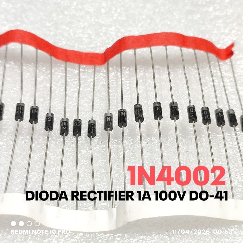 (5 ชิ้น) DIODE IN4002 1N4002 รีเซ็ต DIODE IN4002 1N 4002 1A 100V DO-41 MIC ORIGINAL