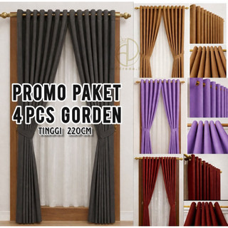 PAKET 4PCS 3PCS DAN 2PCS GORDEN JENDELA PINTU HORDENG PANJANG KAMAR MINIMALIS RUANG TAMU TERLARIS 10LUBANG CINCIN