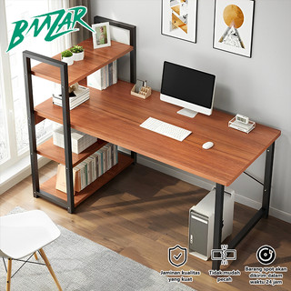 BMZAR Meja Belajar Serbaguna Meja Kantor Minimalis Meja Kerja Dengan Rak Buku Meja Komputer Meja Tulis Kokoh  (H Table)