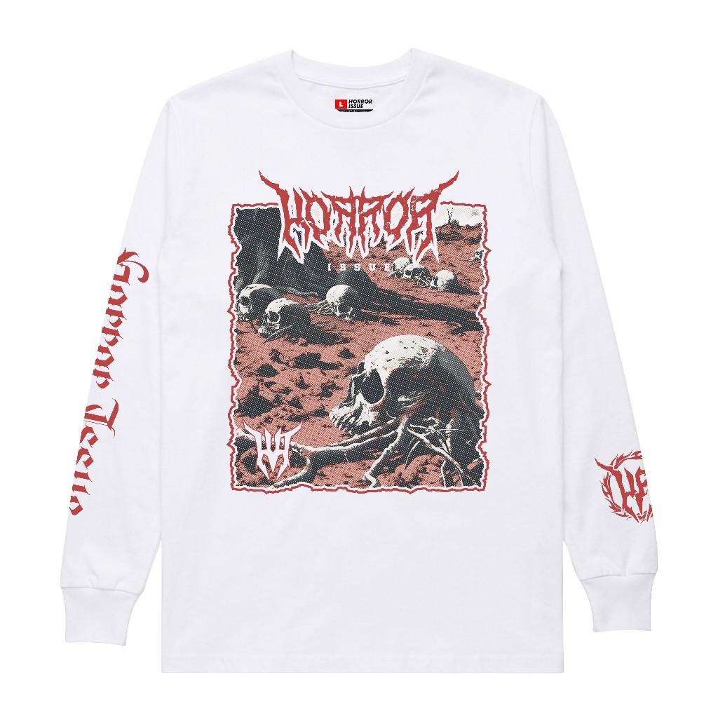 เสื้อยืด HORROR ISSUE LONG-SLEEVED | SKULL ISSUE สีแดง | เสื้อยืดแขนยาว | เสื้อยืดแขนยาว