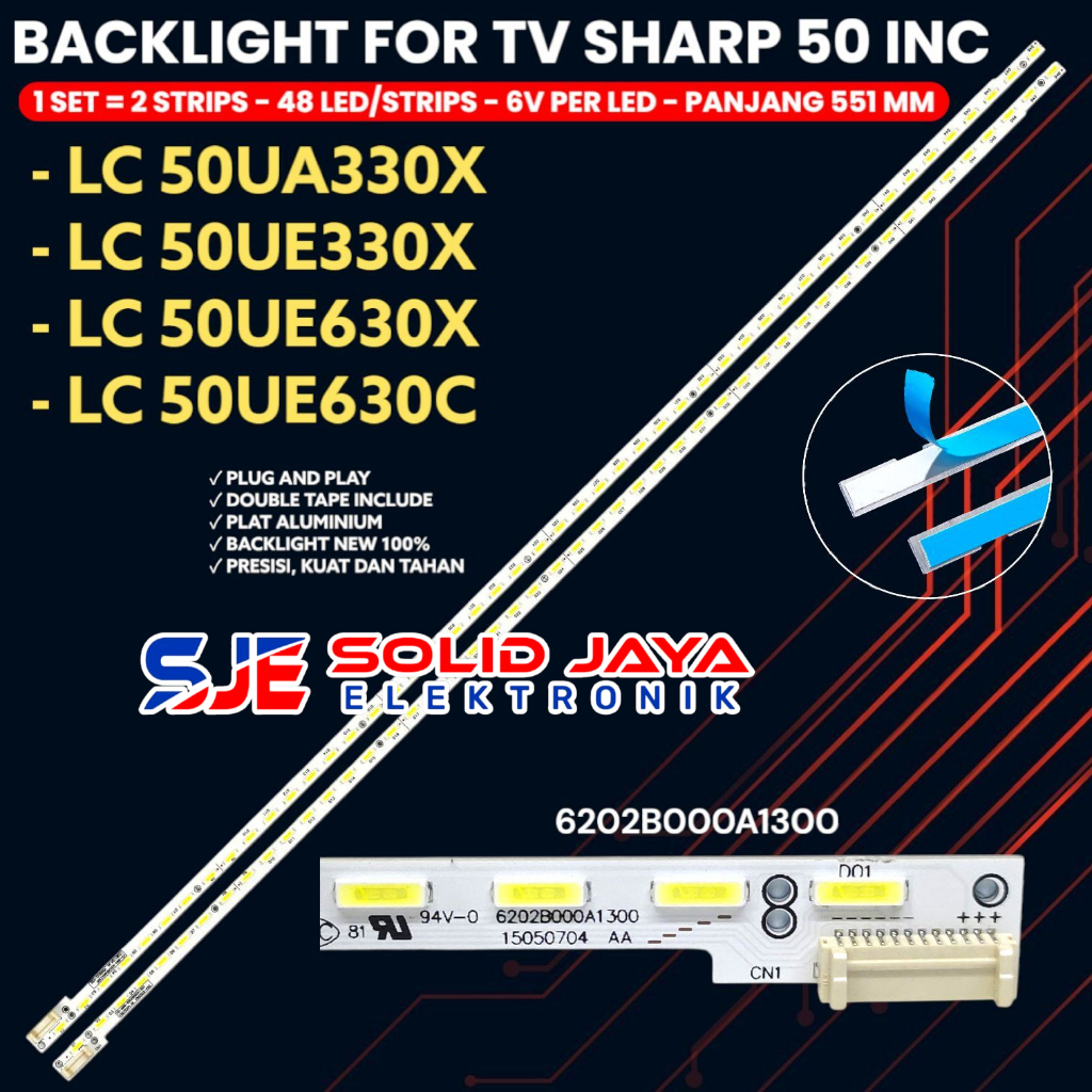 SHARP 50 INCH TV BACKLIGHT LC 50UA330X 50UE330X 50UE630X 50UE630C 6202B000A1300 50UA LED BL LAMP