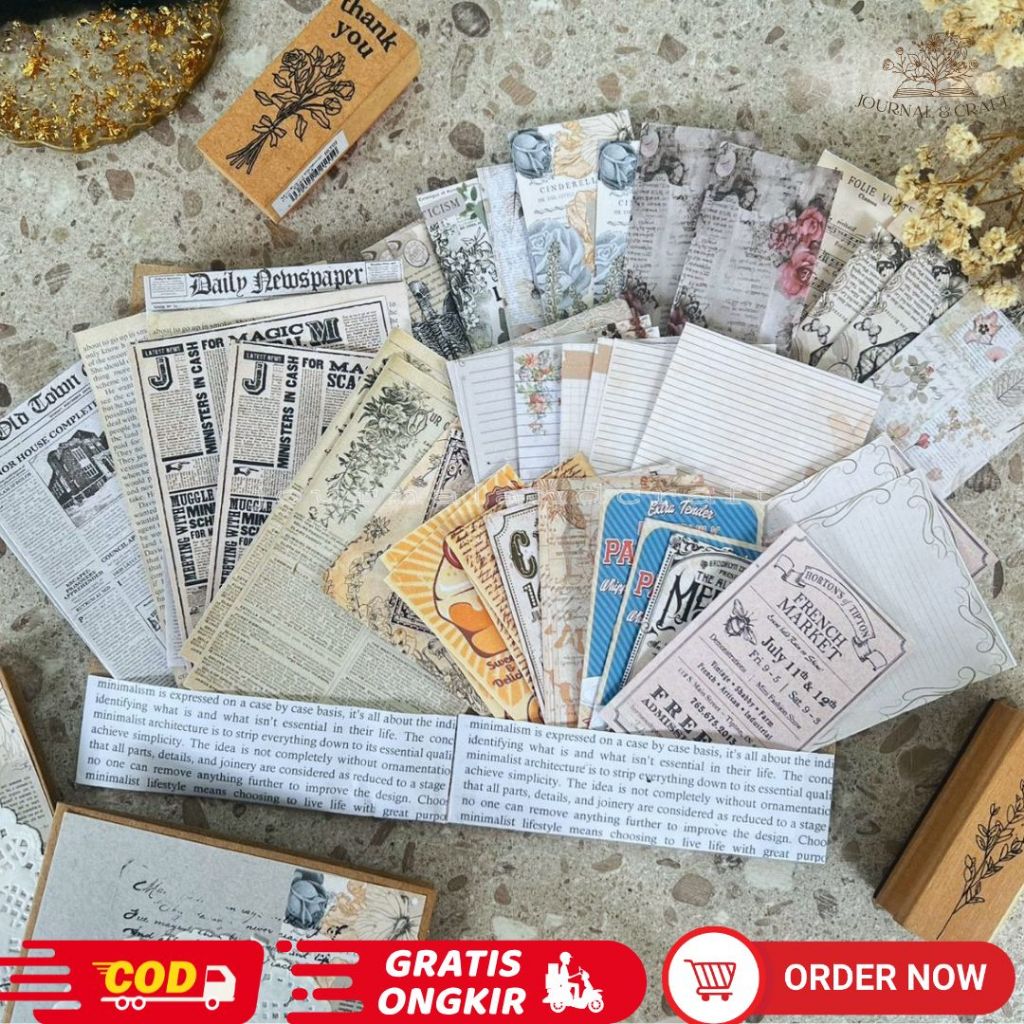 60 ชิ้น Journal Kit Vintage Aesthetic Journal Kit ตกแต่ง Srapbook อัลบั้มหรือโน้ตบุ๊ค