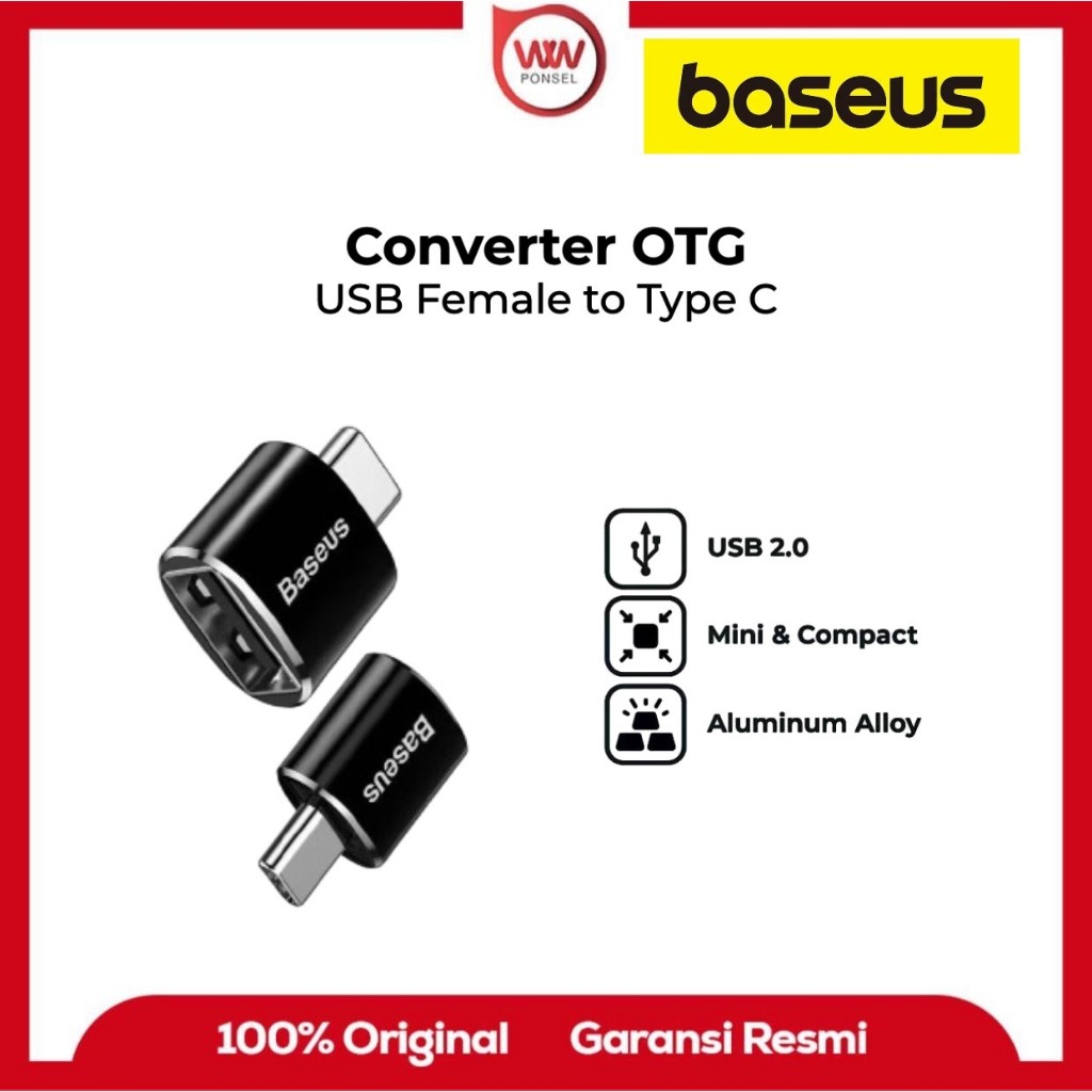 BASEUS Converter Mini USB Female to Type C Adapter/Connector
