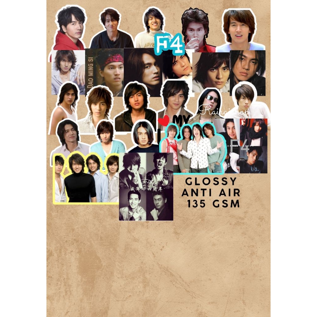 สติ๊กเกอร์ F4 Jerry Yan Vic Chou Meteor garden vannes wu Glossy กันน้ํา