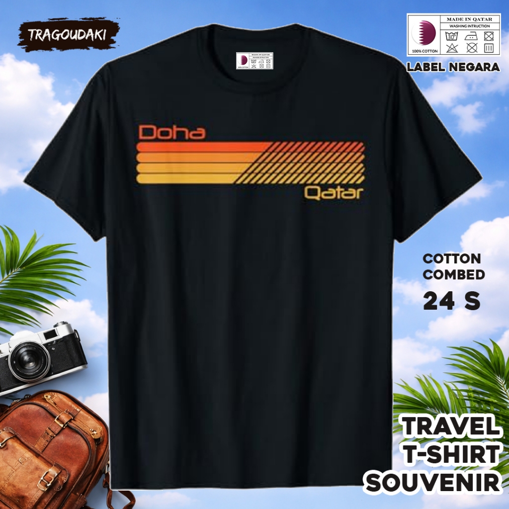 QATAR ของที่ระลึก T-SHIRT QATAR 8 Tag ของที่ระลึก เสื้อผ้าทําจากผ้าฝ้ายหวี 24 ชิ้น