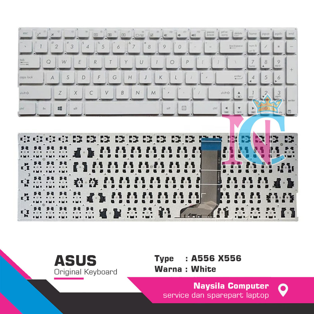 Asus K556 A556 X556 K556U A556UA R556 X556UA X556UB X556UF คีย์บอร์ด (สีขาว)