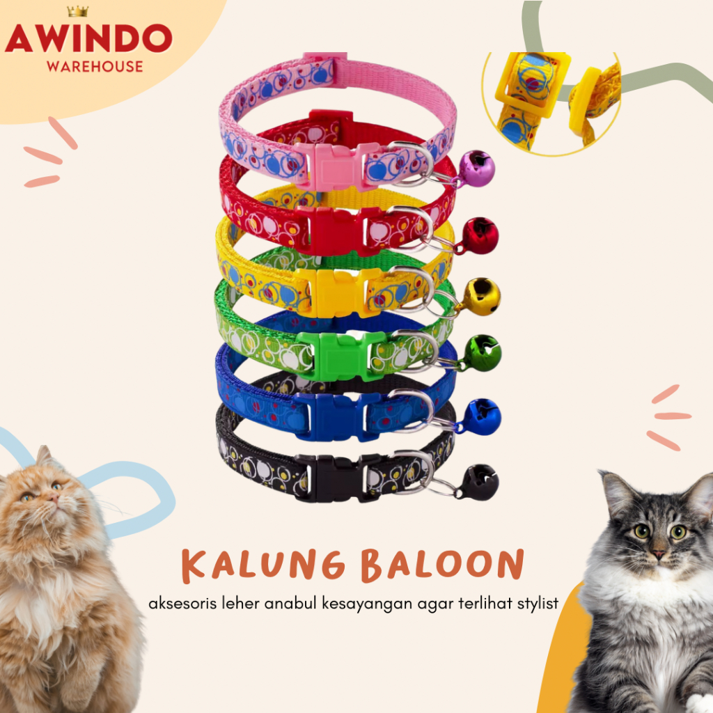 AWINDO K36 BALLOON NECKLACE - สร้อยคอกระดิ่งริบบิ้นคอแมวสุนัขระดับพรีเมียมพร้อมบอลลูนแมว Motif