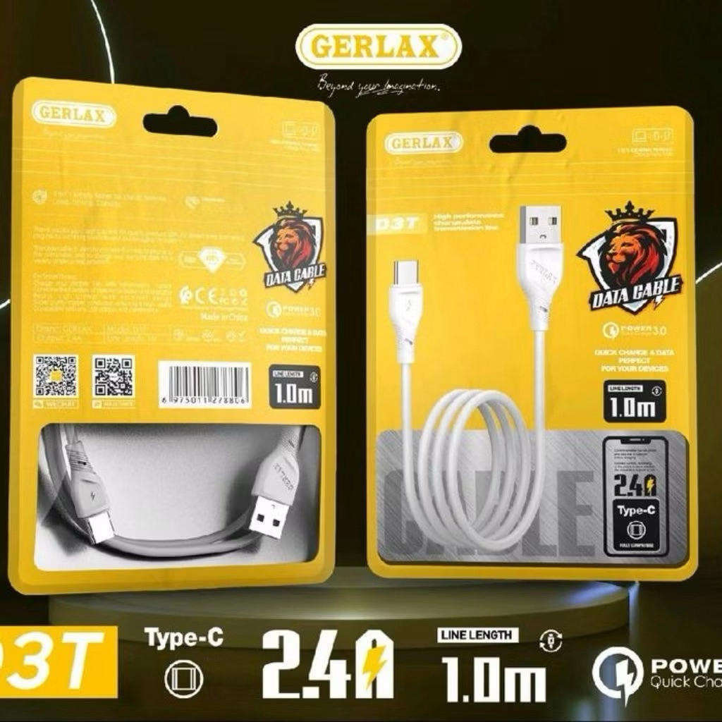 GERLAX DATA Cable D3V Micro D3T Type C 2.4A สายชาร์จเร็ว 1M