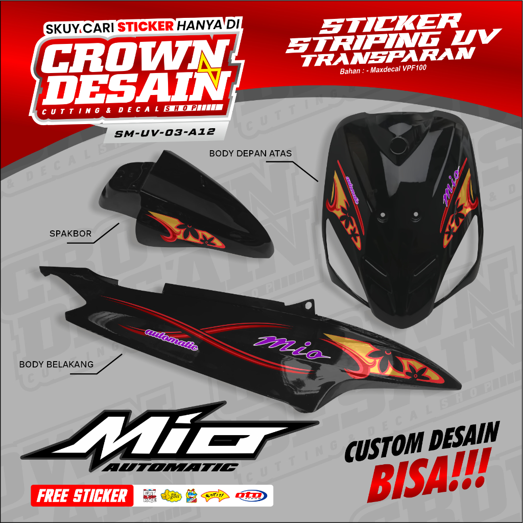 Mio Amore สติกเกอร์แถบโปร่งใส Simple Variation - Mio Sporty Mio Amore Custom Amore Striping - SM-UV