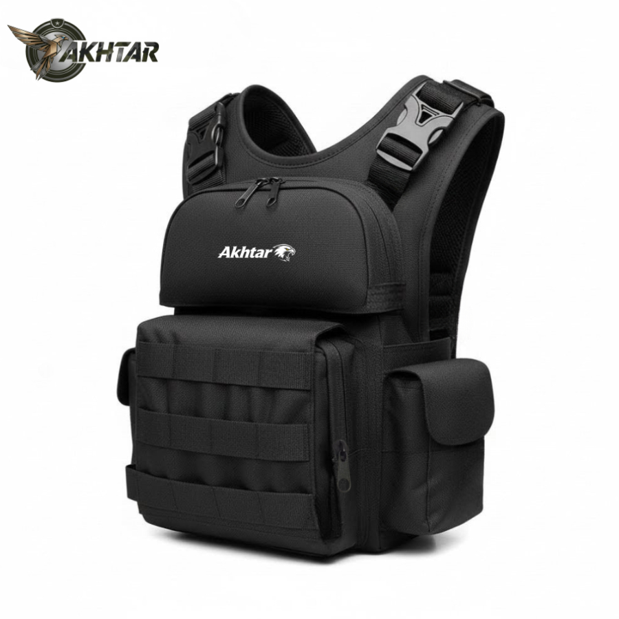 Akhtar B-013 Janus Mens Chest Bag หนา Strong หลายกระเป๋ากระเป๋าสะพาย Motor Har