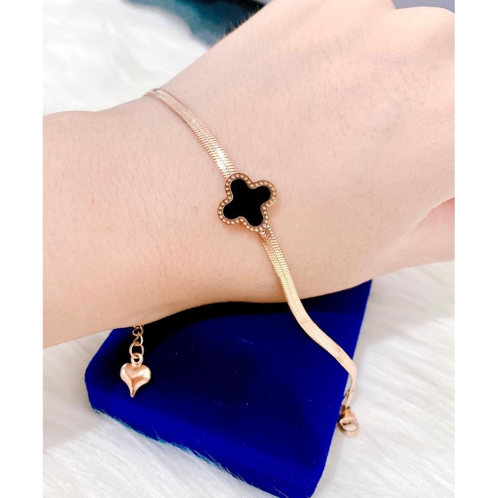 CLOVER ROSEGOLD CLOVER TITANIUM BRACELET