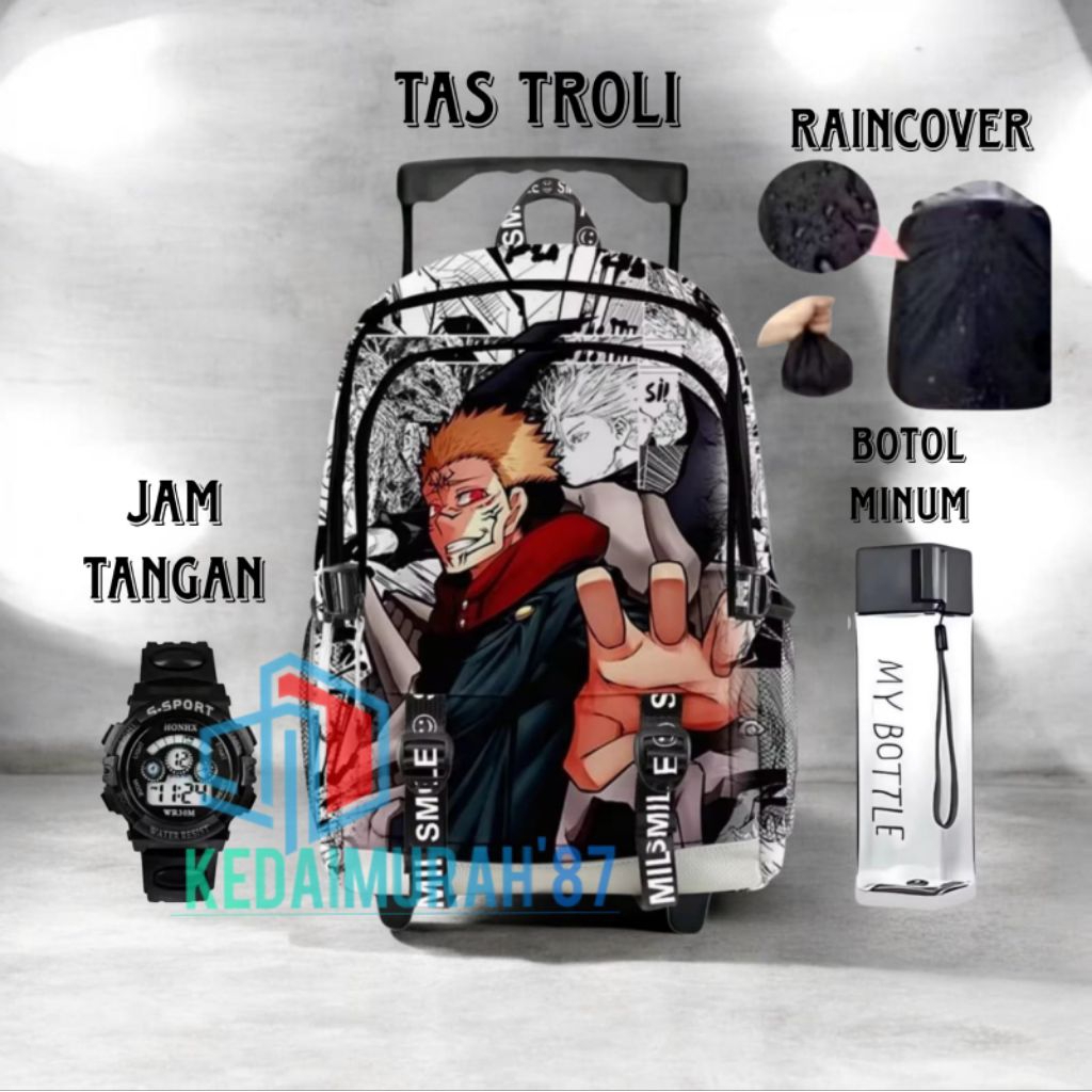 Anime Trolley Bag for Boys Elementary School Trolley Backpack กระเป๋าเดินทาง กระเป๋านักเรียนเด็ก Tro