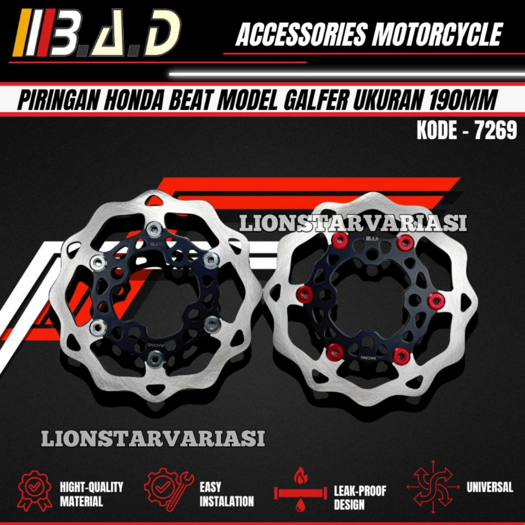 จานหน้าสําหรับ Beat 190MM Galfer Star Racing Model for Beat, Scoopy, Vario, Spacy, Genio ฯลฯ