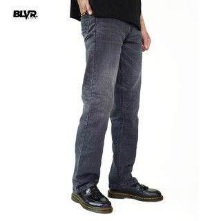 BlackviperDnm Celana Jeans Pria Loose Fit grey wash denim Stretch Straight Series