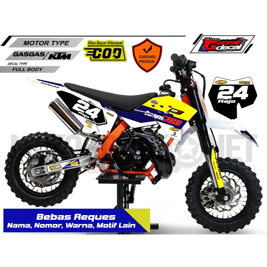 Striping สติกเกอร์ Trail Mini Gagzas 50cc KTM 50cc SSR 50cc PC50 50cc MINI MOTO 50cc Full Body ฟรีที