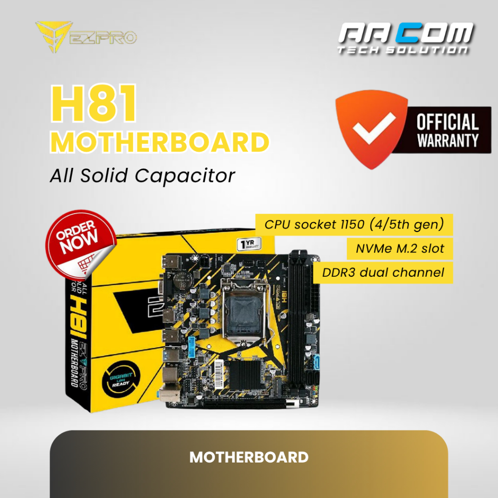 EZPRO H81 MOTHERBOARD SOCKET 1150 NVMe USB 3.0 SLOT