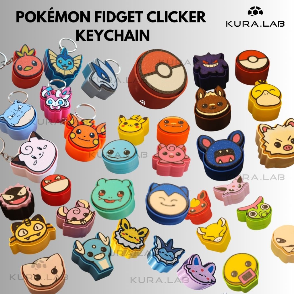 KURA.LAB พวงกุญแจ Pokémon Fidget Clicker - ของเล่น ASMR น่ารัก