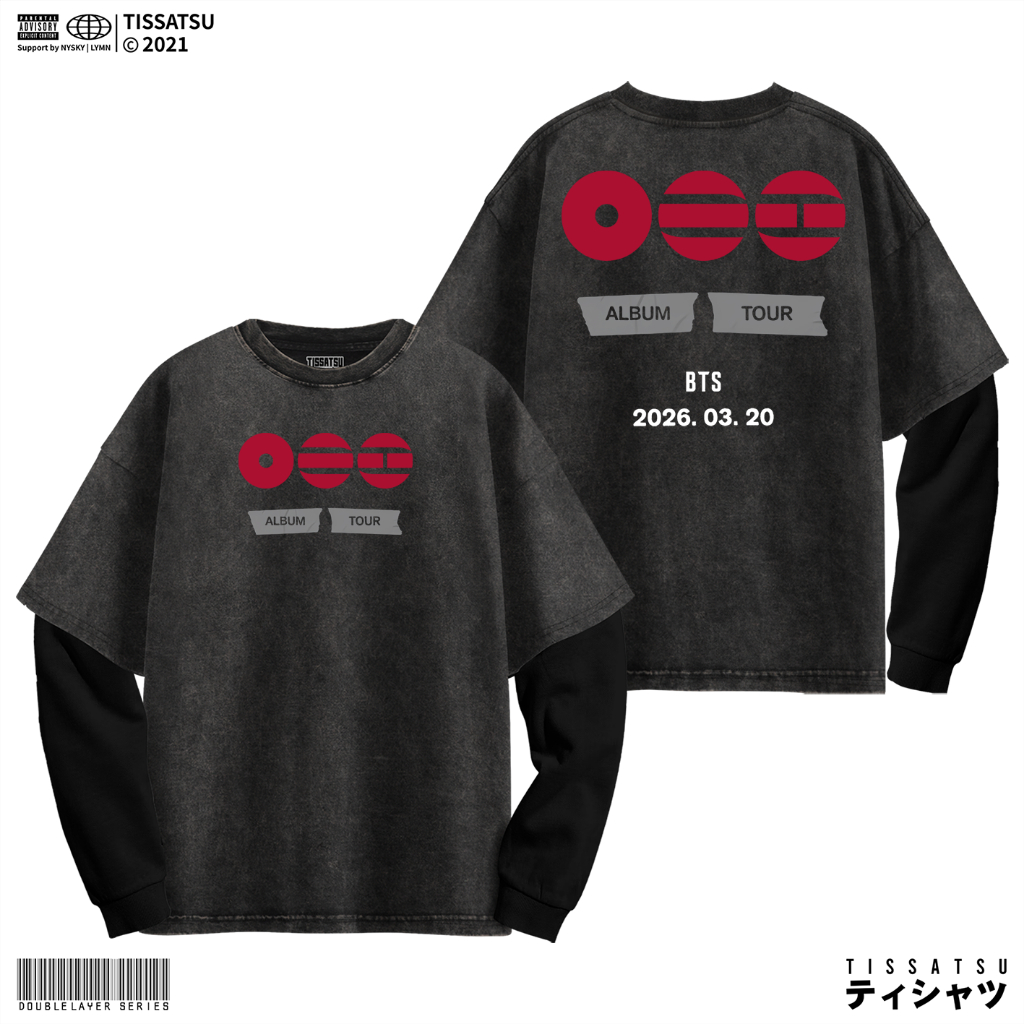 TISSATSU Longsleeves BANGTAN ALBUM TOUR Double Layer Oversize / Long Sleeve Wash Shirt BT-10