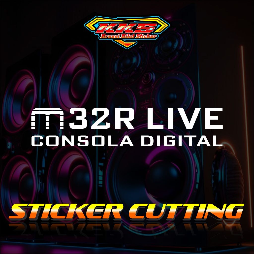 สติ๊กเกอร์ตัด เครื่องเสียงฮาร์ดเคส m32r live.สติ๊กเกอร์กล่องเสียง M32R LIVE consola ดิจิตอล