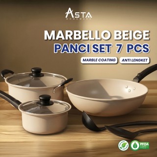 Panci Anti Lengket - Induksi Cookware - Food Grade - Set Lengkap Marbello 7 Pcs | Asta Homeware