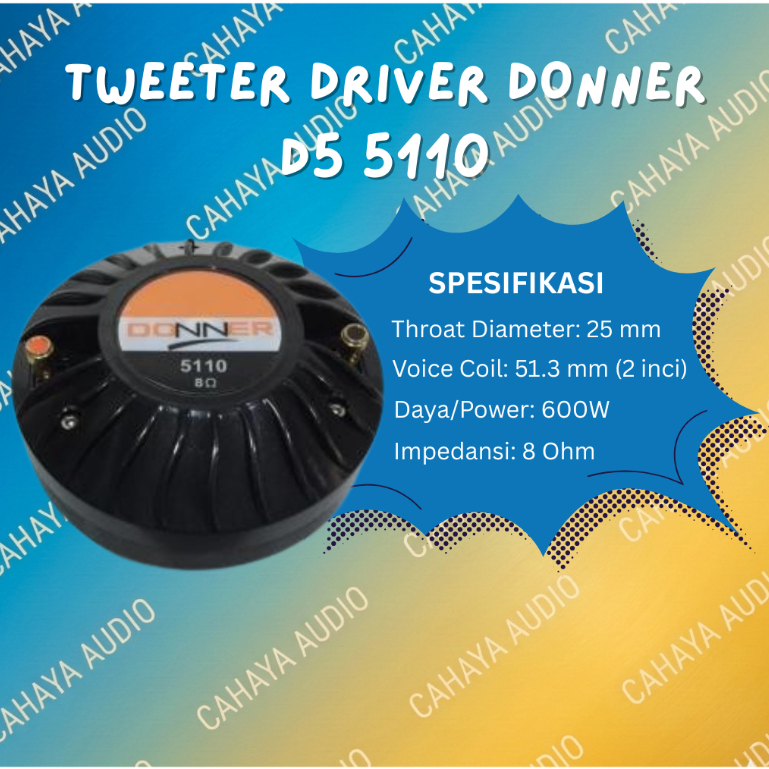 ทวีตเตอร์ Donner D5 5110 Impedansi 8 Ohm ไดอะแฟรมไทเทเนียมผลิตภัณฑ์ดั้งเดิม Donner 5110