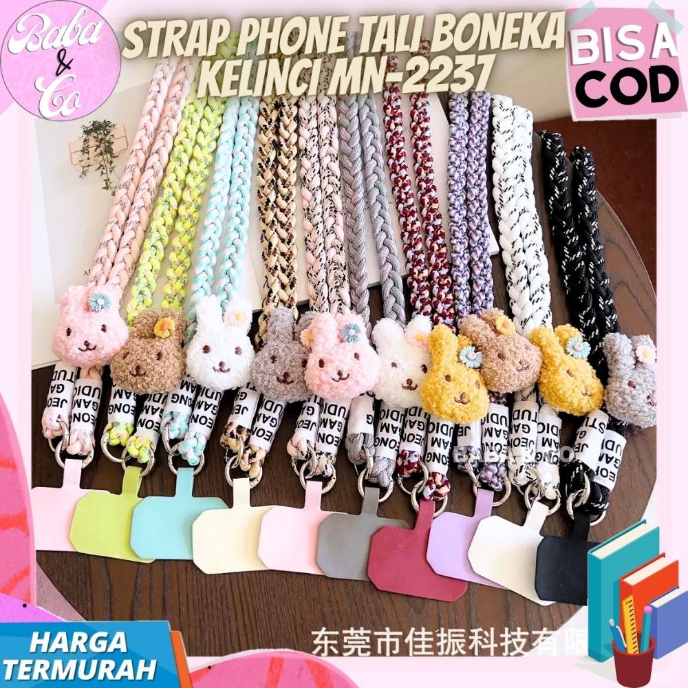 HP GANTUNGAN RABBIT DOLL STRAP PHONE STRAP MN-2237 CUTE UNIQUE RABBIT DOLL MOTIF BRAIDED PHONE STRAP