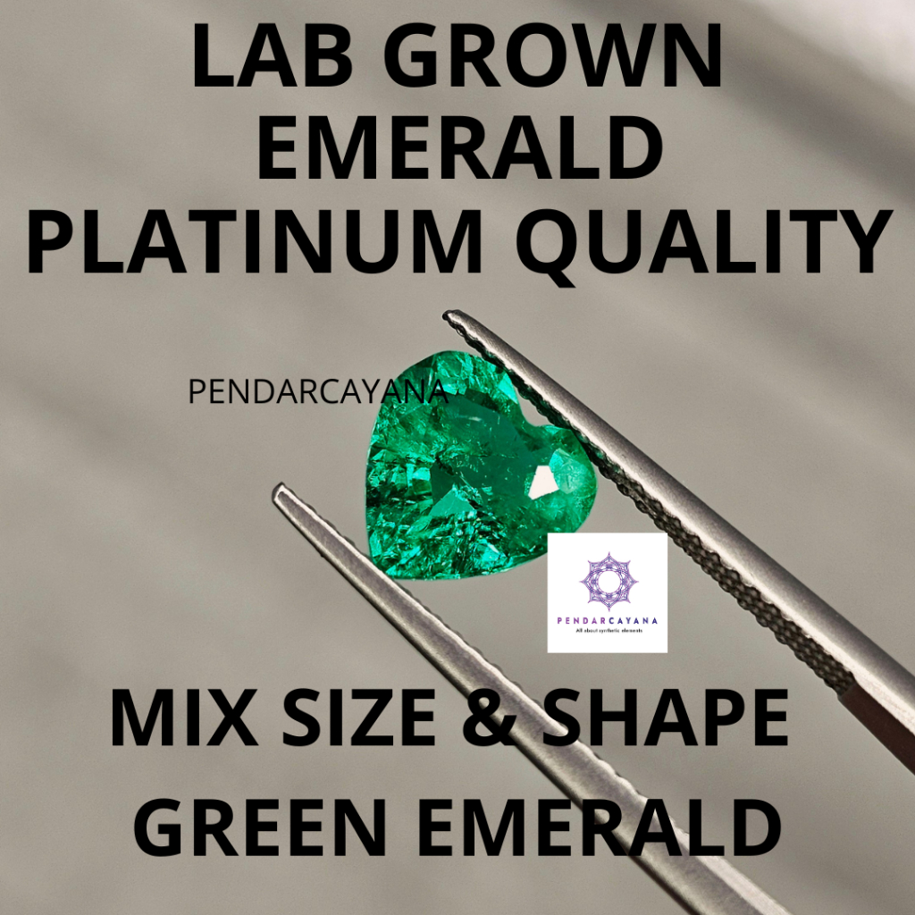 LGE02PLA - LAB GROWN EMERALD 02 MIX SIZE & SHAPE PLATINUM QUALITY GREEN EMERALD / 1 ชิ้น